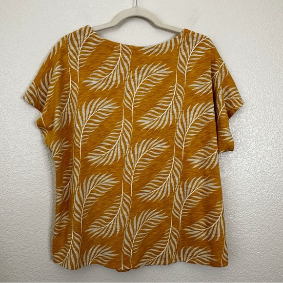 Croft & Barrow Yellow Tropical Leaf Crewneck Top, Size XL - Picture 7 of 11